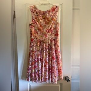 Maggy London Pink Sleeveless Floral Lace Dress, Women's Size 14